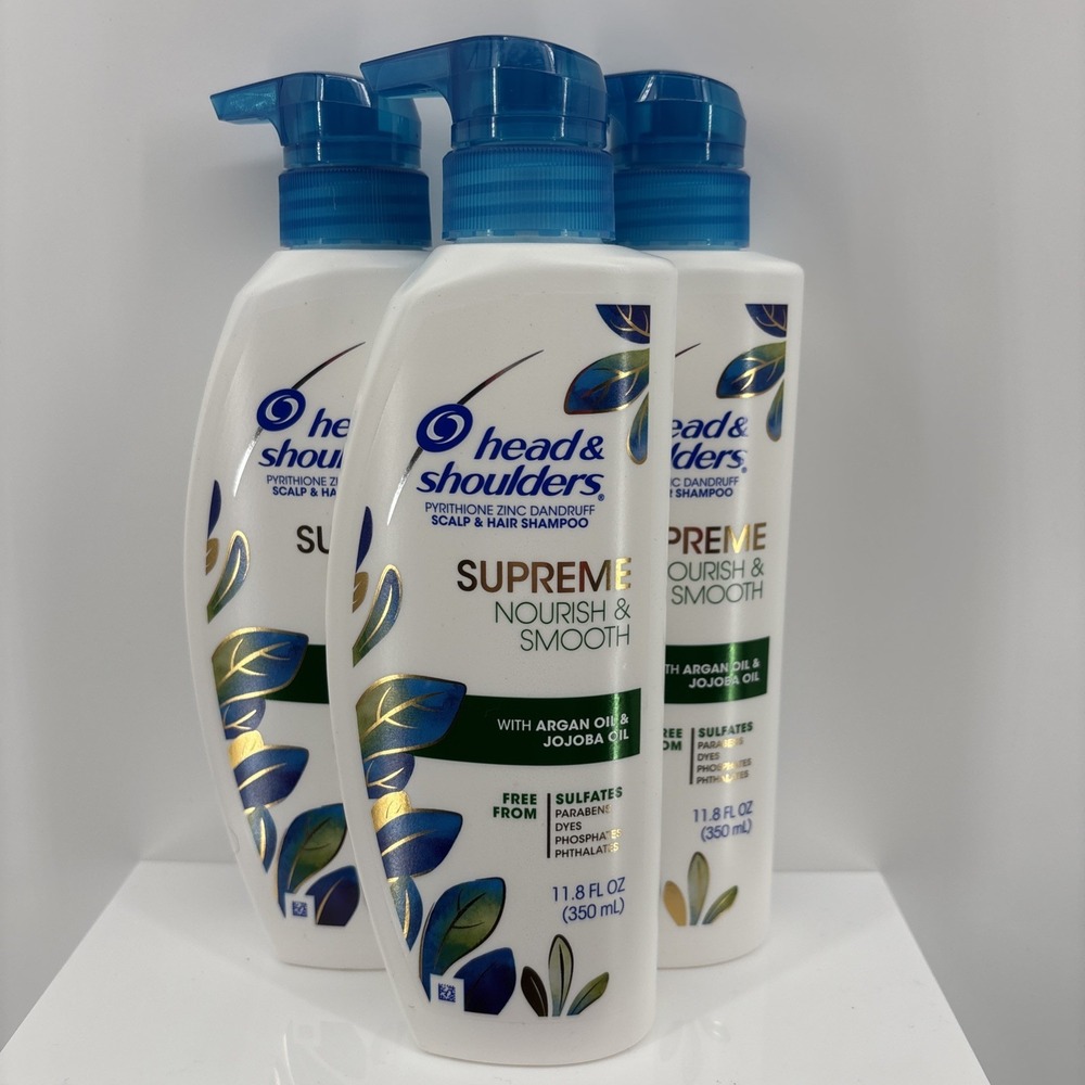 Head & Shoulders Supreme Nourish & Smooth Shampoo Argan Oil Jojoba Lot Of 3